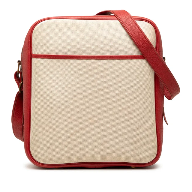 Brown Hermès Toile and Clemence Victoria Messenger Bag in Brown Clemence leather from Designer Revival
