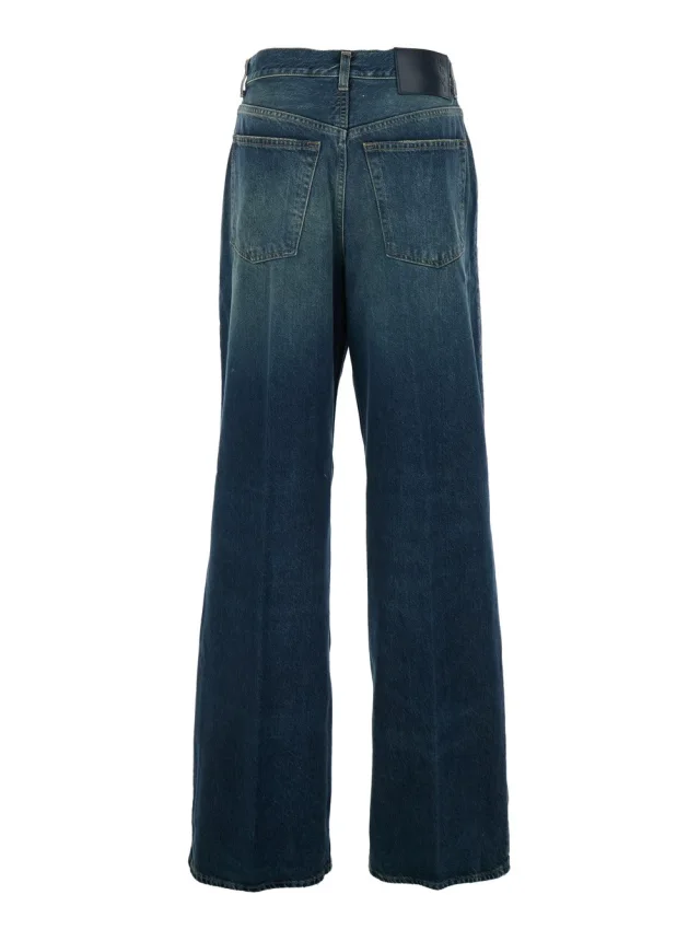 HAIKURE Blue Jeans with Logo Patch on the Back and Faded Effect in Blue Denim for Women in Blue, photo 3 of 6 from Gaudenzi Boutique