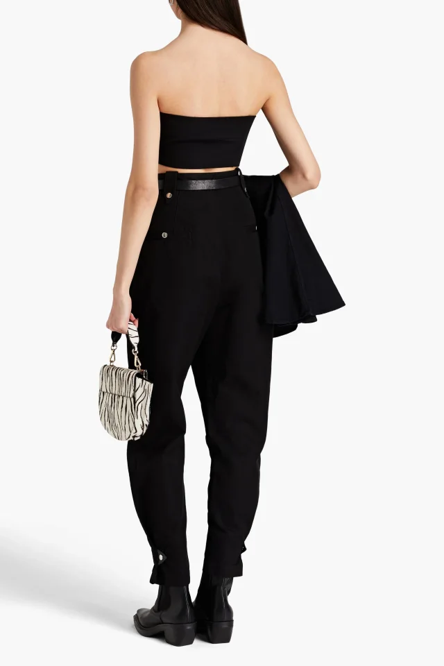 Marant Étoile Pulcie Suede-Trimmed Cotton Tapered Pants, photo 3 of 4 from THE OUTNET