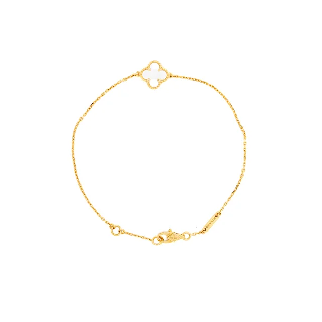 Van Cleef & Arpels Sweet Alhambra Bracelet, Yellow Gold, White Mother-of-Pearl in White from EMIER