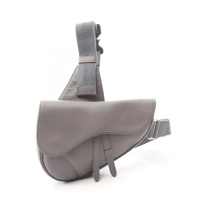 Dior le Waist Bag Saddle Gray Leather Body Back in Grey Leather from The Reluxe