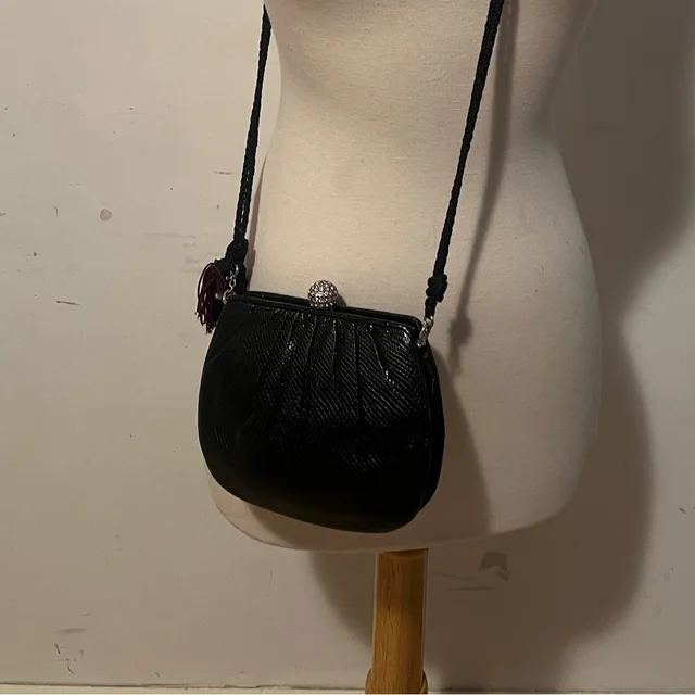 Judith Leiber Vintage Black Lizard Silver Antique Crystal Top Clutch in black Lizard from Poshmark, photo 2 of 10