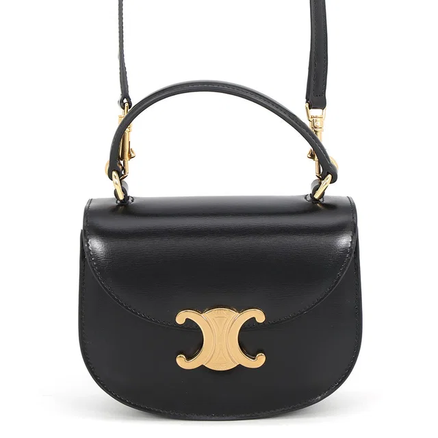 Celine Triomphe Bezas Claire Black10L063 Calf Leather Size Mini in Calfskin from GALLERY RARE