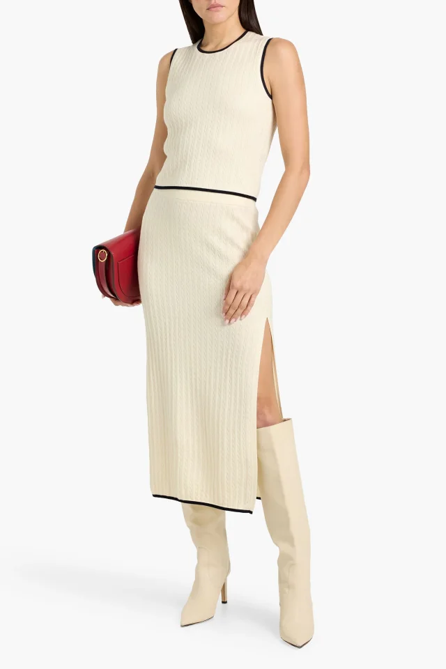 Frame Cable-Knit Cashmere and Silk-Blend Midi Skirt, photo 2 of 4 from THE OUTNET