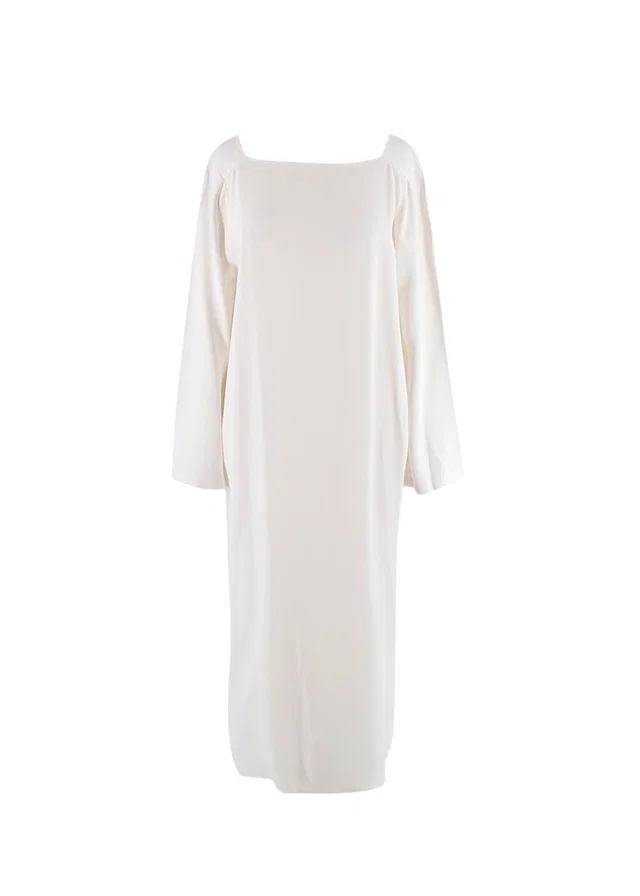 Khaite Cream Square Neck Long Sleeved Maxi Dress in White from HEWI