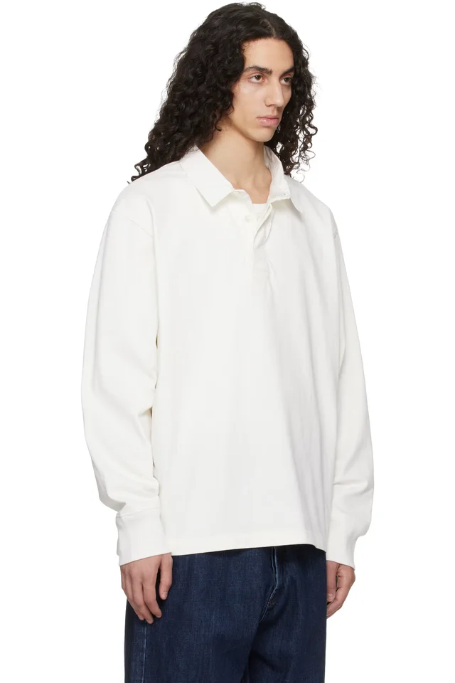 Studio Nicholson Off-White Alyk Jersey Polo, photo 2 of 4 from SSENSE