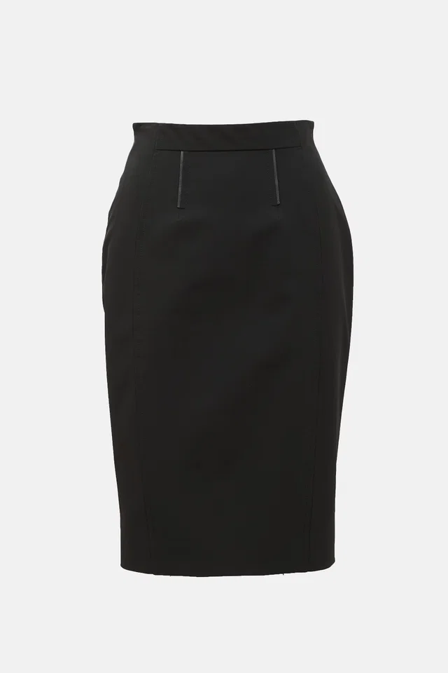 Prada 2009 Leather Trim Pencil Skirt in Leather from VSP Consignment