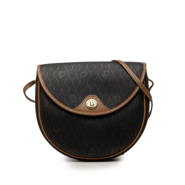 Black Dior Honeycomb Coated Canvas Crossbody in Black Coated canvas from Designer Revival