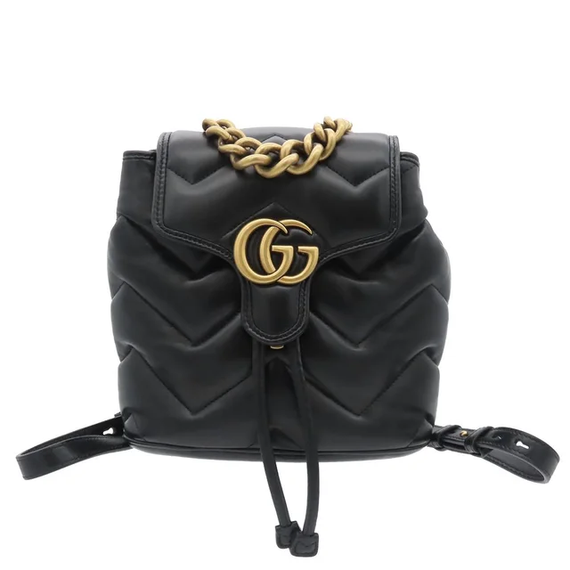 Gucci Backpack Black Leather GG Marmont Chevron in Black Leather from The Reluxe