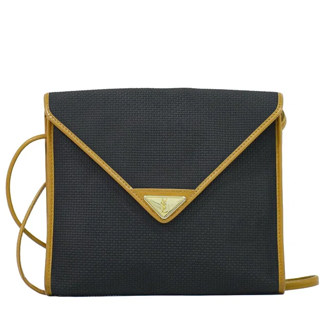 Saint Laurent Shoulder Bag Pochette Black Second in Black Canvas from The Reluxe