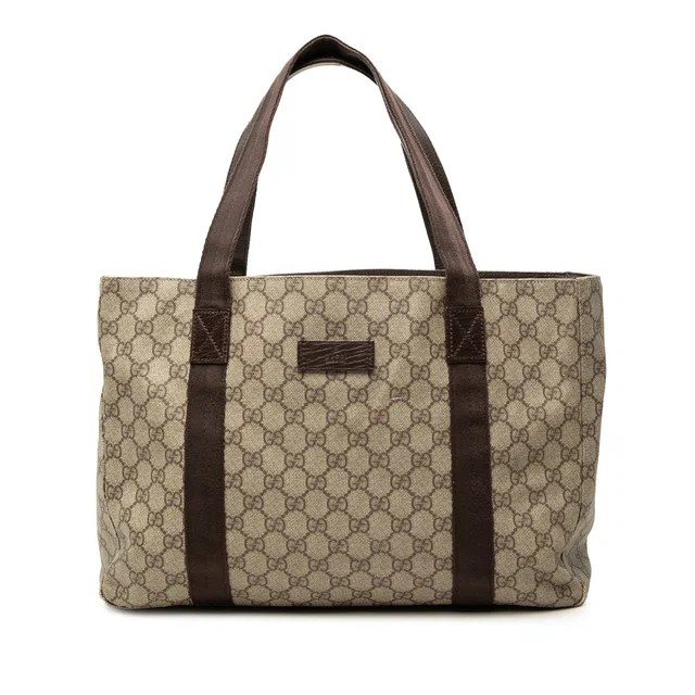 Beige Gucci GG Supreme Tote in Beige Coated canvas from Designer Revival