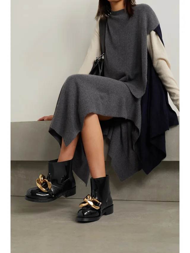 JW ANDERSON Chain-embellished glossed-rubber rain boots in Black, photo 2 of 2 from NET-A-PORTER (Canada)
