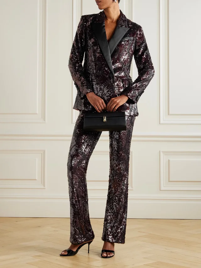 VERONICA BEARD Collier sequined satin flared pants in Brown, photo 2 of 2 from NET-A-PORTER (Canada)