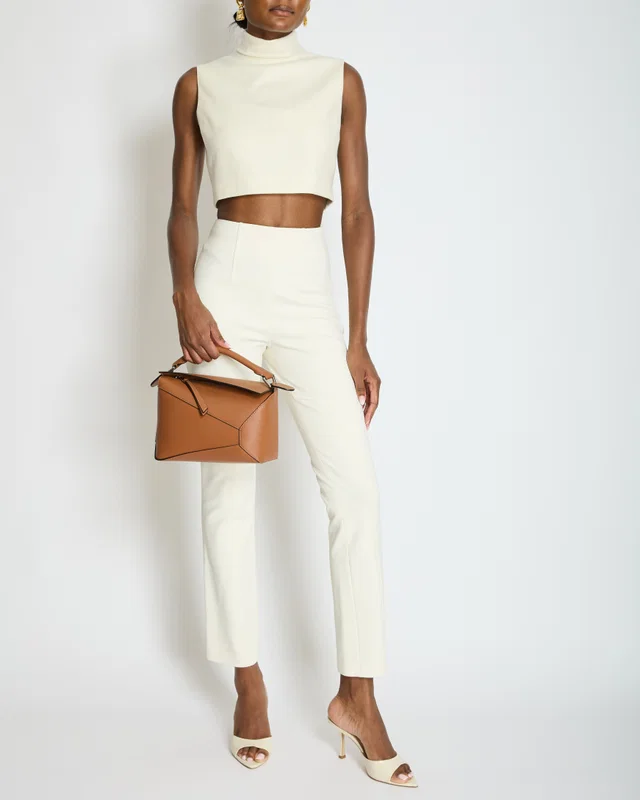 Hermès Cream Riding Trousers with Stitching Detail FR 34 (UK 6) in White Silk from Sellier