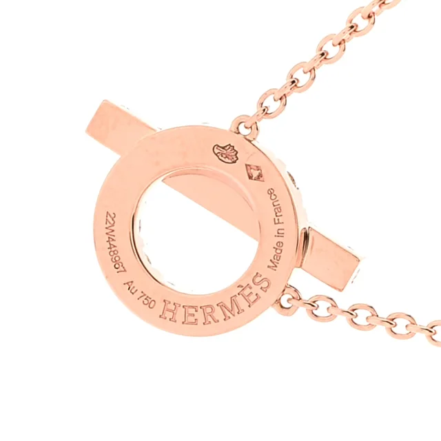 Hermès 18K Rose Gold Diamond Finesse Pendant Necklace in Pink from FASHIONPHILE, photo 5 of 6