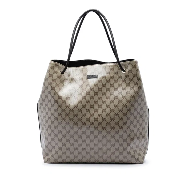 Beige Gucci Large GG Crystal Gifford Tote in Beige Coated canvas from Designer Revival