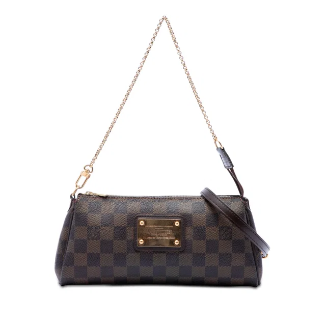 Brown Louis Vuitton Damier Ebene Eva Satchel in Brown Canvas from Designer Revival