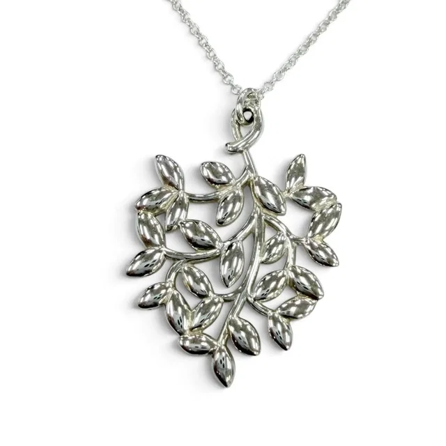 Tiffany & Co. Paloma Picasso Olive Leaf Pendant Necklace in gray|silver from Grailed