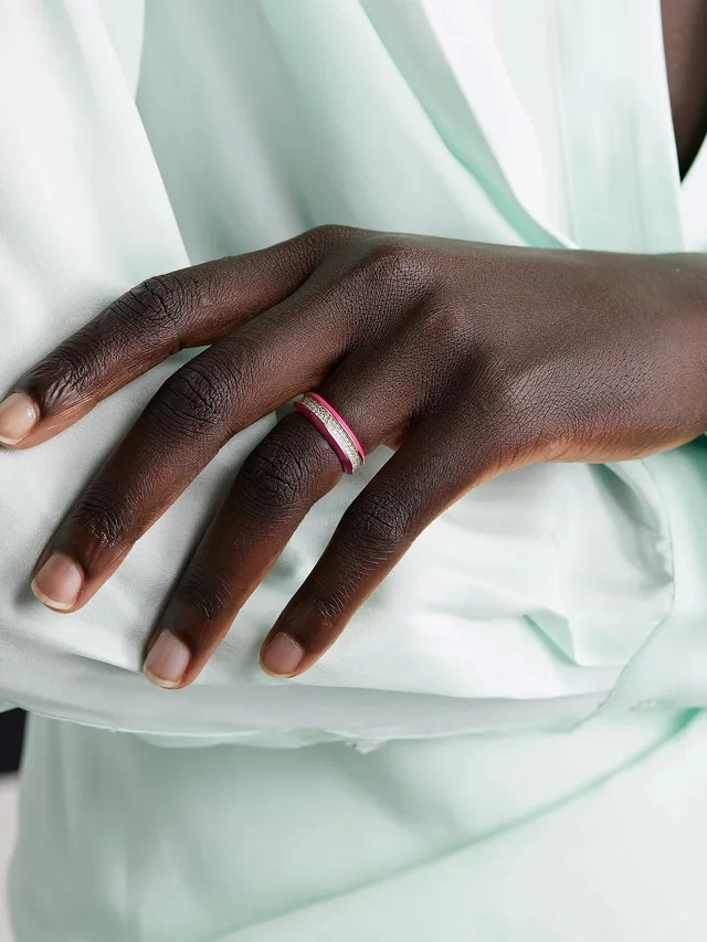 LAUREN RUBINSKI 14-karat gold, enamel and diamond ring in Pink, photo 2 of 2 from NET-A-PORTER (Canada)