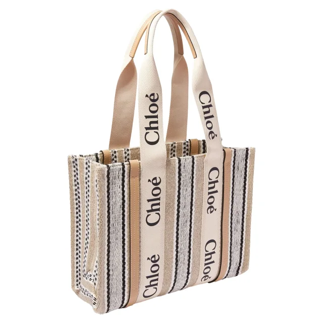 Chloé Woody Medium Tote Bag in beige, photo 2 of 5 from ShopSimon