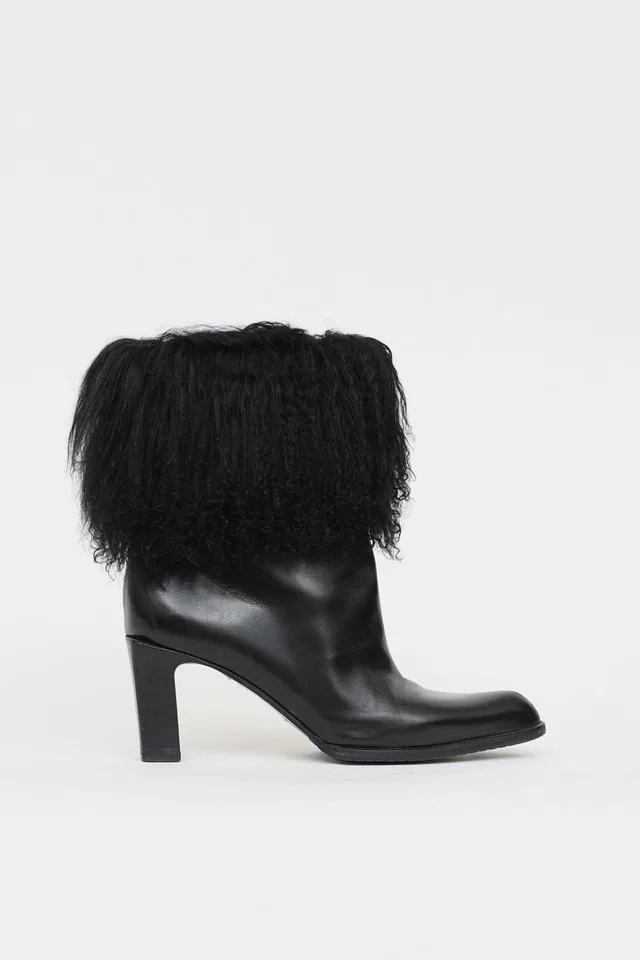 Bally Fur & Leather Boot in Leather from VSP Consignment