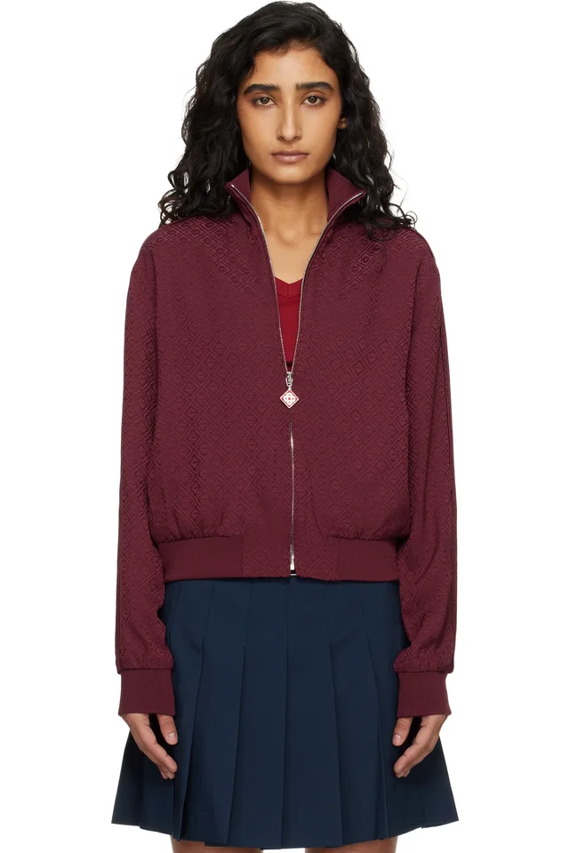 Burgundy Monogram Track Jacket, image 1 of 1 from SSENSE