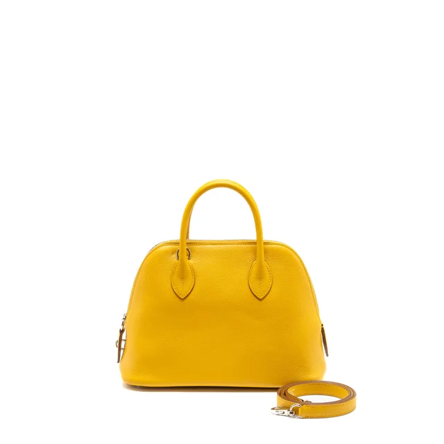 Hermès Bolide 1923 25 Evercolor Jaune Amber / Rose Ete SHW Stamp U from EMIER