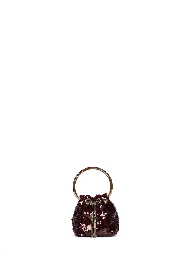 Jimmy Choo Sequin-Embellished Mini Bag — Burgundy Polyester in Burgundy from HEWI