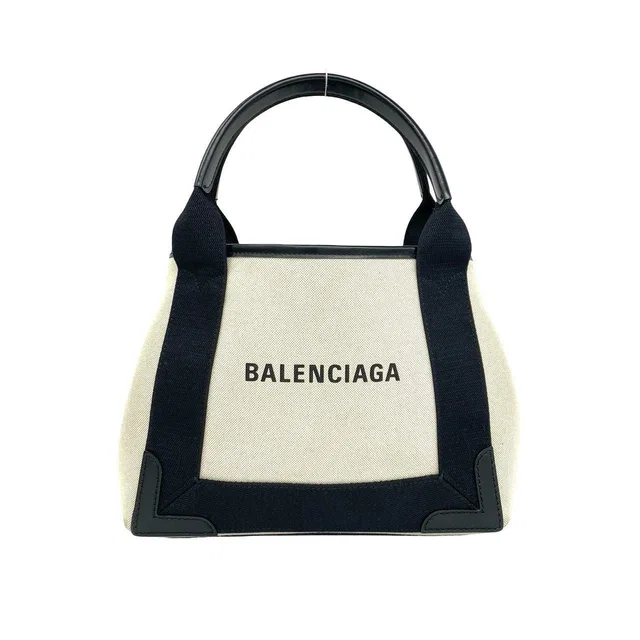 Balenciaga Navy Cabas Canvas Leather Handbag in Navy Canvas from LuxUness