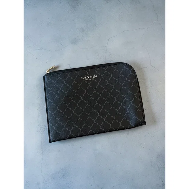 Lanvin Patterned Zip Cosmetic Makeup Pouch in black from Poshmark