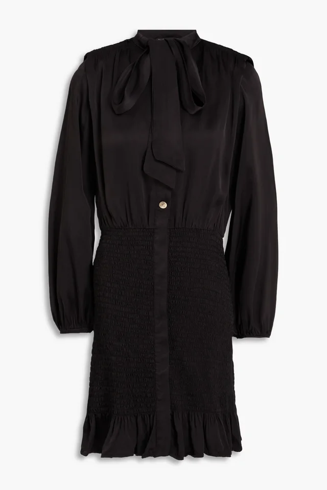 Maje Pussy-Bow Satin-Twill Mini Dress from THE OUTNET, photo 1 of 1