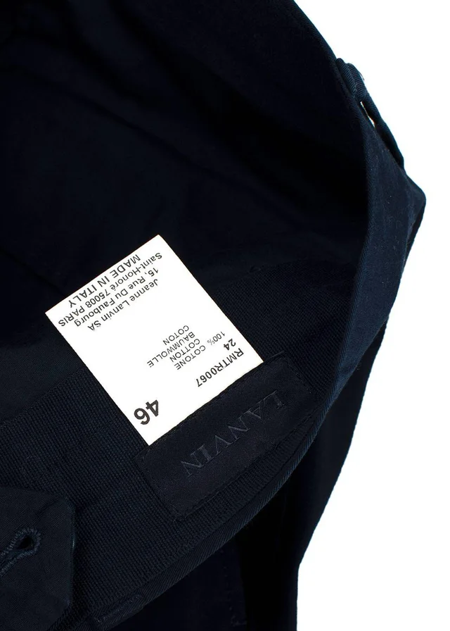 Lanvin Navy Cotton Tailored Trousers in Navy from HEWI, photo 2 of 2