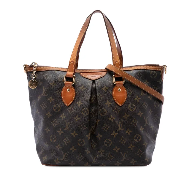 Brown Louis Vuitton Monogram Palermo PM Satchel in Brown Coated canvas from Designer Revival