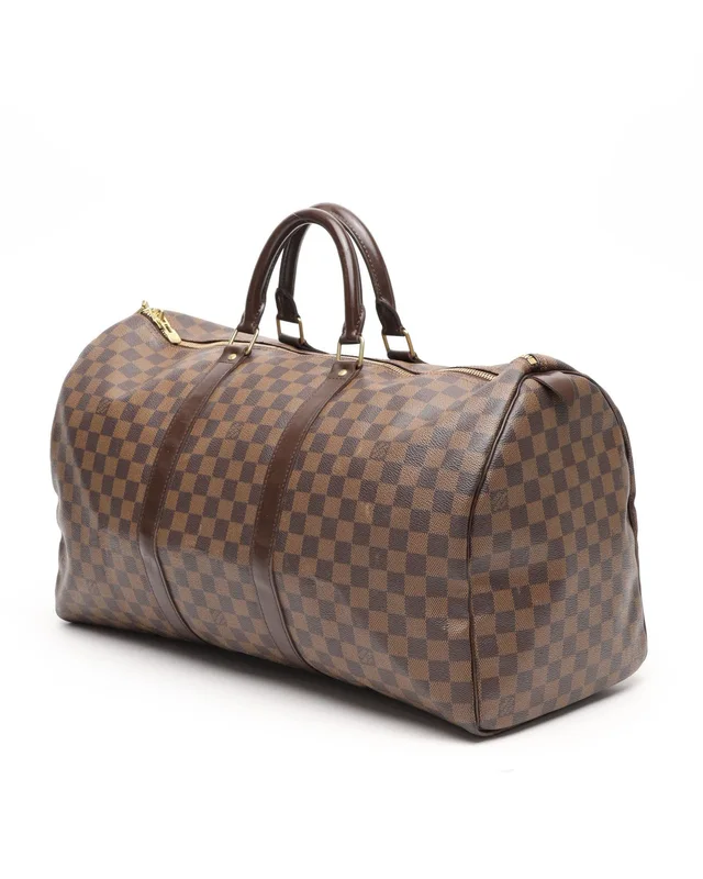 Louis Vuitton Damier Ebene Keepall 50 Weekend Bag in Brown Coated canvas from A Retro Tale, photo 2 of 14