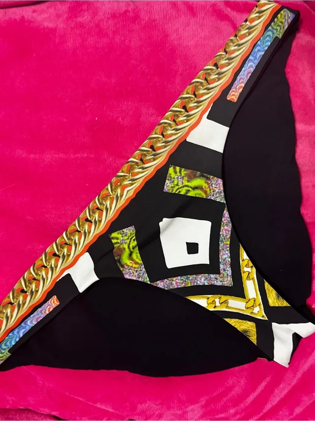 Versace Geometric Bikini Bottom in black|white from Poshmark