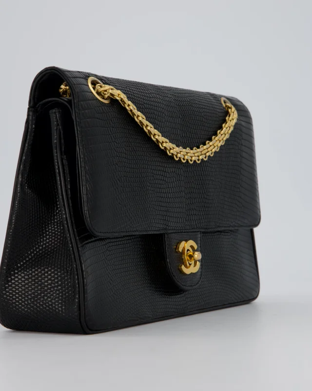 Chanel Vintage Medium Classic Flap Bag in Black Lizard from Sellier, photo 12 of 20