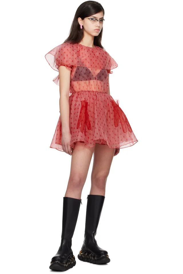 I'm Sorry by Petra Collins SSENSE Exclusive Red JennyFax Edition Tulle Minidress, photo 5 of 5 from SSENSE