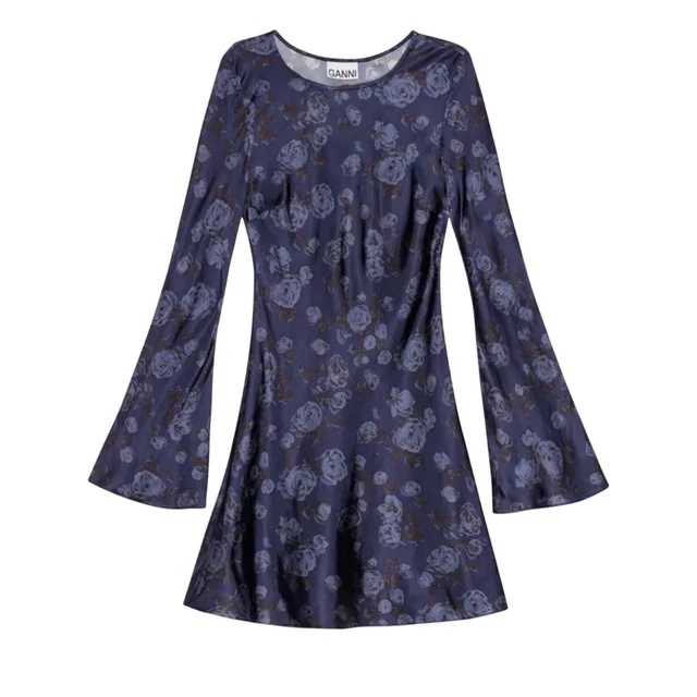 GANNI Satin Blue Rose Dress Size 34 Eu / Us 2 in blue Satin from Poshmark
