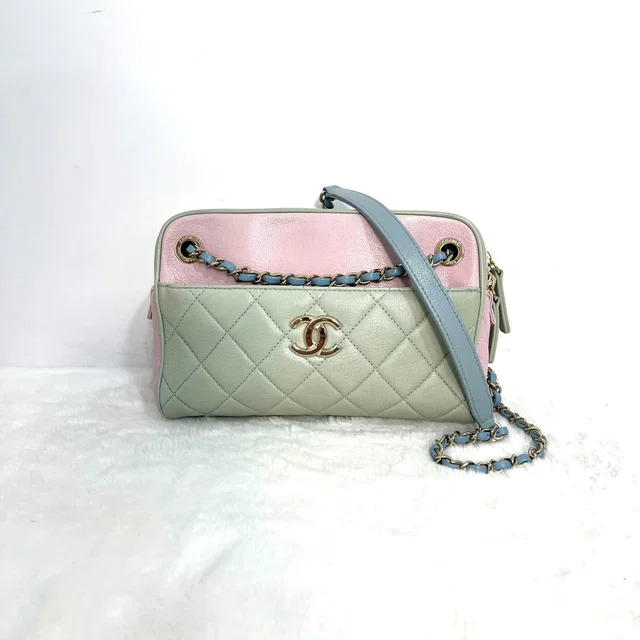 Chanel Tricolor Calf Leather Camera Shoulder Bag in Calfskin from Luxury Promise