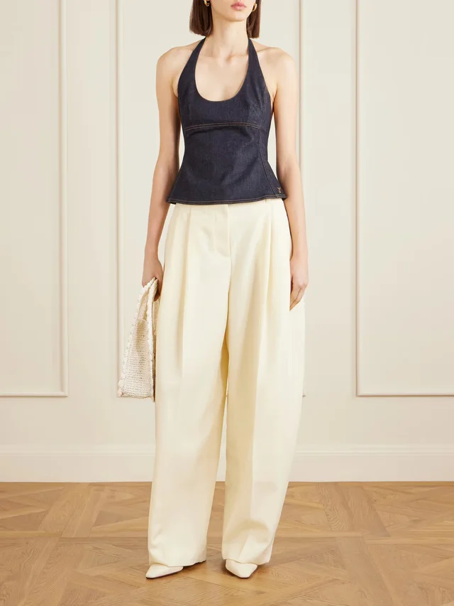 JACQUEMUS D'Homme pleated wool tapered pants in White, photo 2 of 2 from NET-A-PORTER (Canada)
