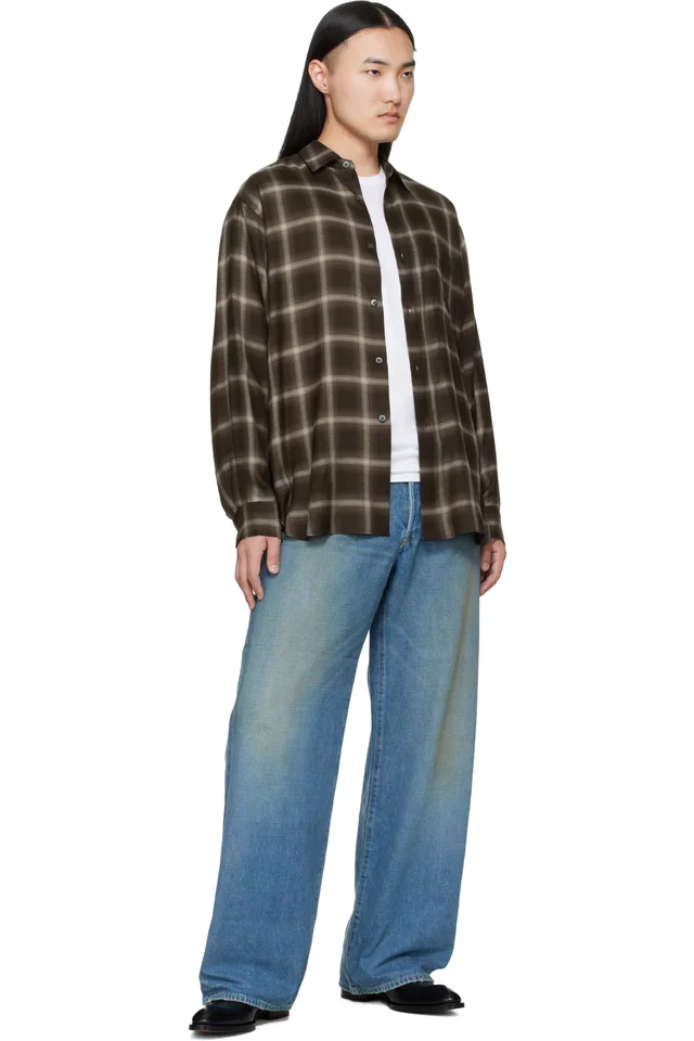 ssstein Brown Check Oversized LS Shirt, photo 4 of 4 from SSENSE