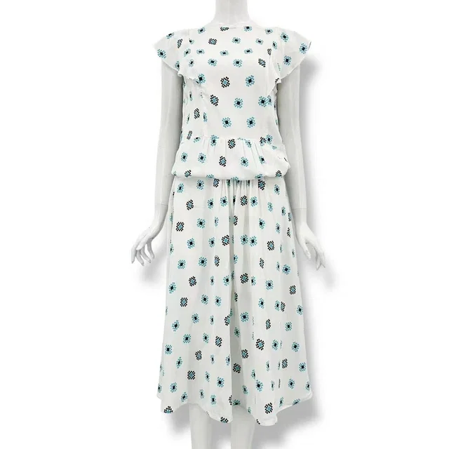 Prada Set Top Skirt All Over Print White Blue 40 in White from The Reluxe
