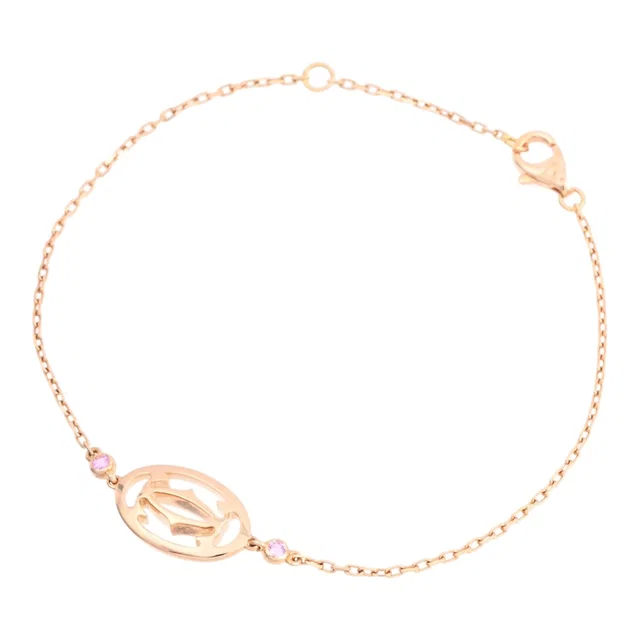 Cartier 18K Pink Sapphire Logo Double Bracelet Pink Gold in Pink from VINTAGE QOO TOKYO