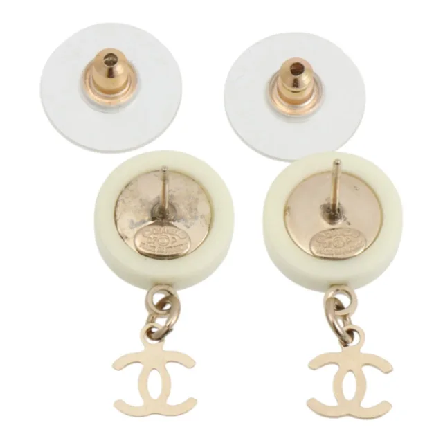 Chanel 2007 CC Mark Swing Earrings White/Gold in White from VINTAGE QOO TOKYO, photo 3 of 3