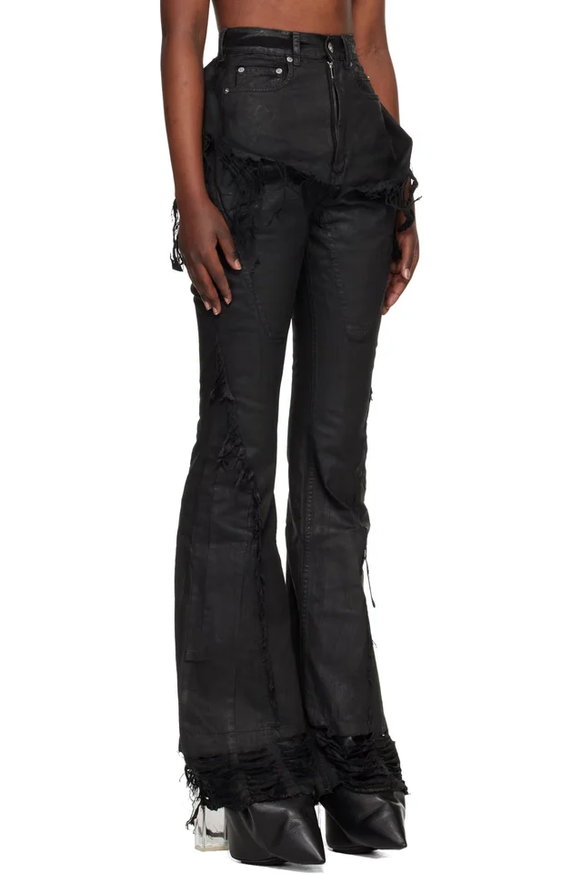 Rick Owens DRKSHDW Black Temple Slivered Bootcut Jeans, photo 2 of 4 from SSENSE