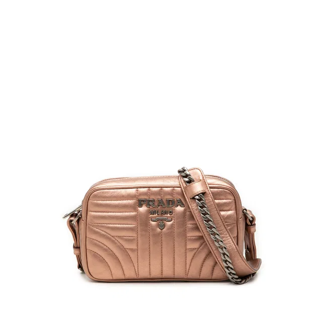 Pink Prada Metallic Nappa Impunture Diagramme Camera Bag in Pink Nappa leather from Designer Revival