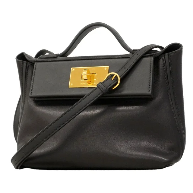 Hermès Handbag Sac Vanquatre 21 Swift Black Gold 2-Way Back in Black Swift leather from The Reluxe