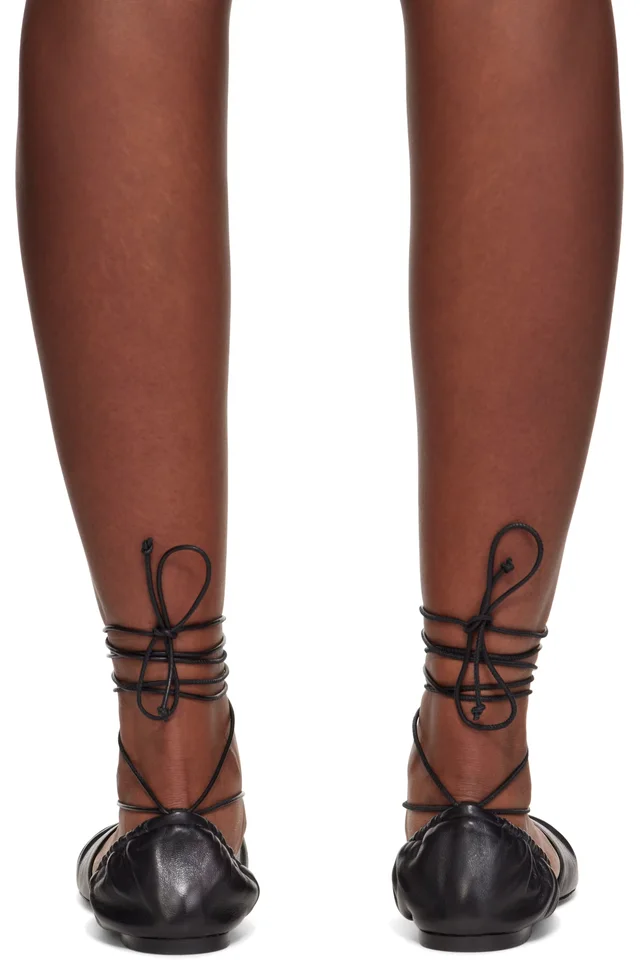 Lanvin Black Mesure Lace-Up Leather Ballerina Flats, photo 2 of 5 from SSENSE