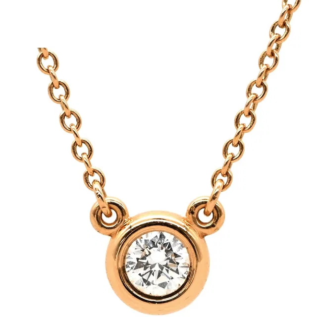 Tiffany & Co. Necklace by the Yard Single Diamond Pink Gold T& Peretti 750 Rose in Pink from The Reluxe