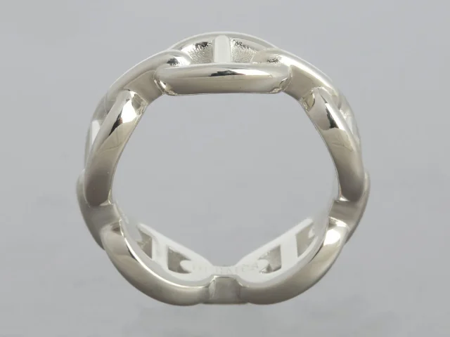 Hermès Sterling Silver Chaîne d’Ancre Enchaînée Ring in Silver from Ann's Fabulous Finds, photo 4 of 6